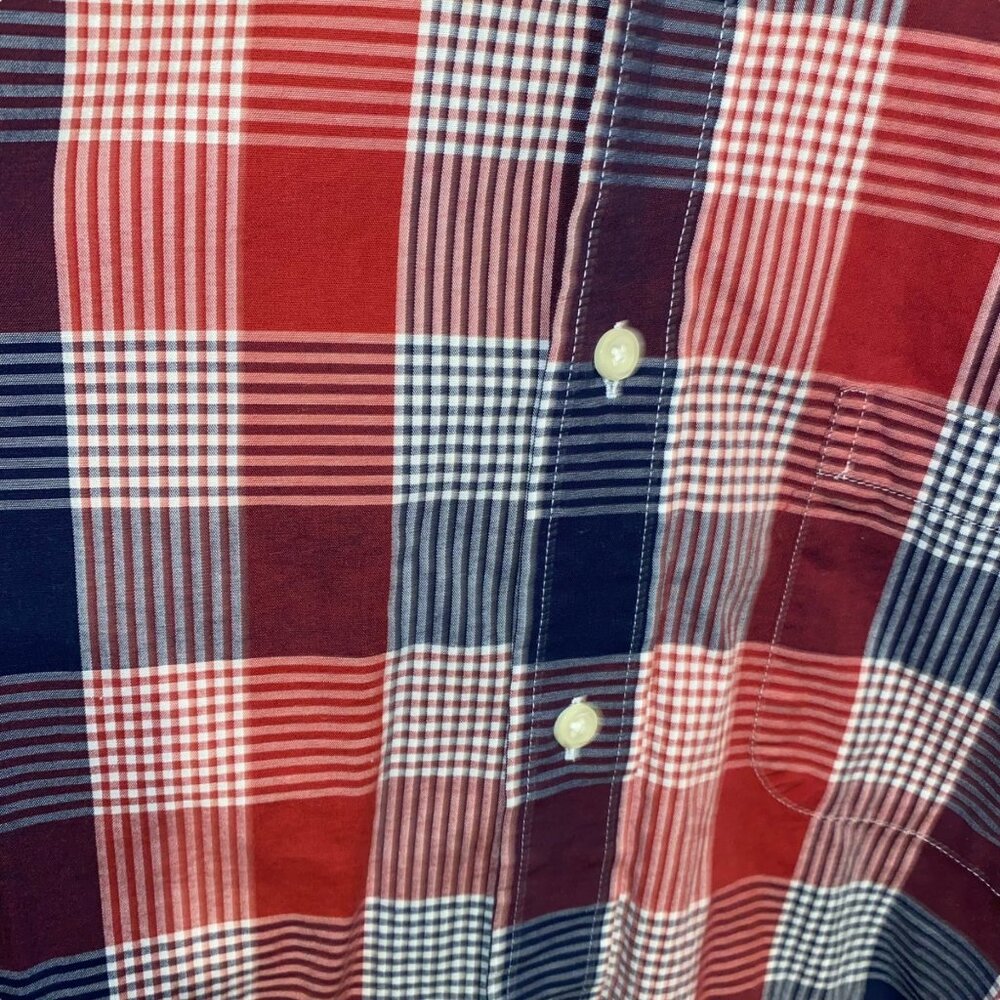 Brooks Brothers Regent Button Down Large Red Blue Plaid - Picture 3 of 5